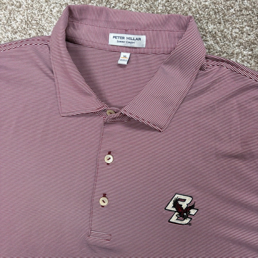 Peter Millar Summer Comfort Polo Mens XL Boston College Eagles Maroon Striped